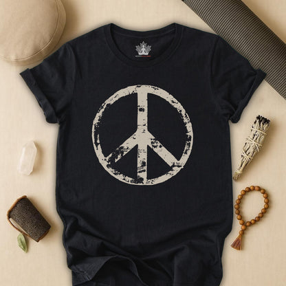 Vintage Peace Symbol Light Print Tee