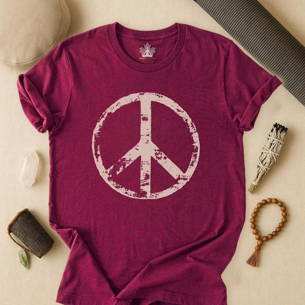 Vintage Peace Symbol Light Print Tee