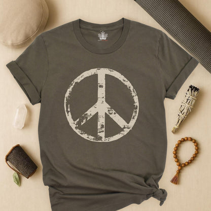 Vintage Peace Symbol Light Print Tee
