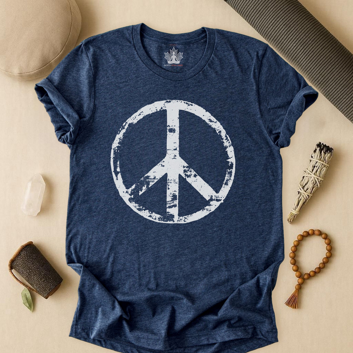 Vintage Peace Symbol Light Print Tee