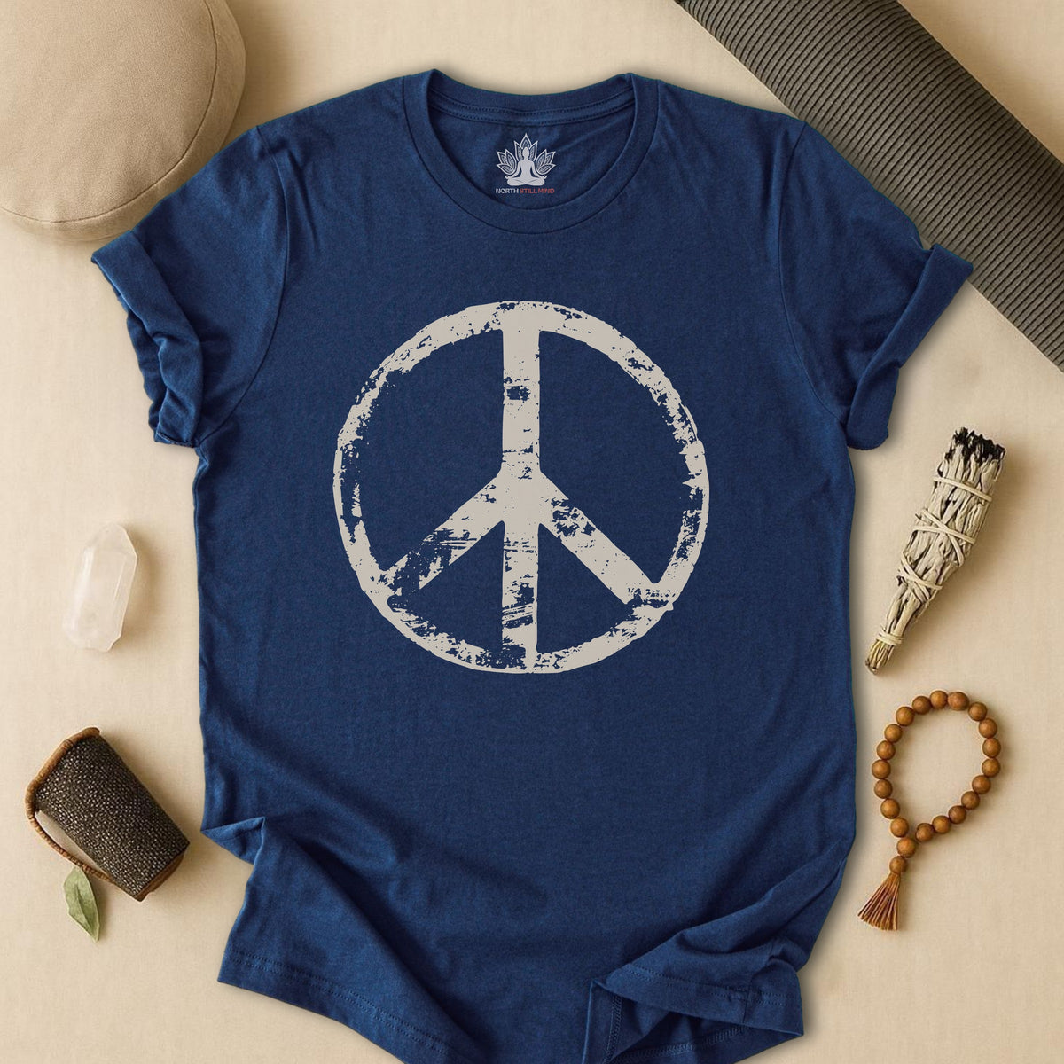 Vintage Peace Symbol Light Print Tee