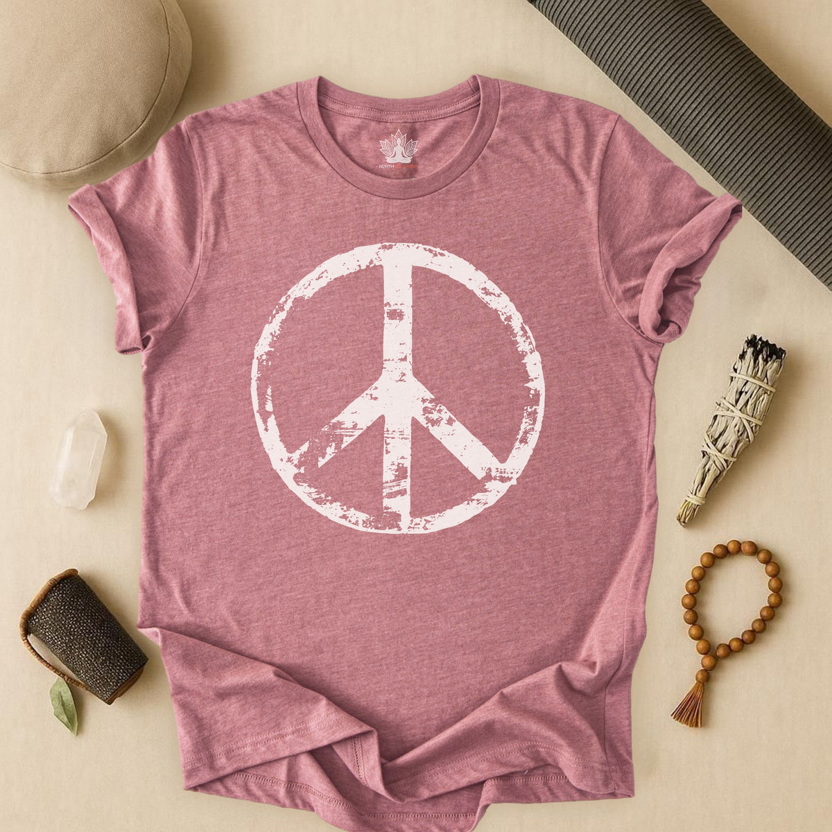 Vintage Peace Symbol Light Print Tee
