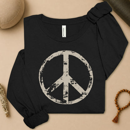 Vintage Peace Symbol Long Sleeve Tee