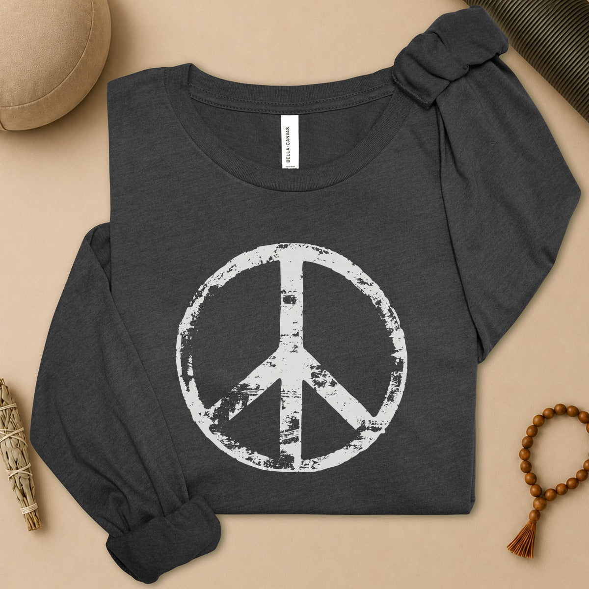 Vintage Peace Symbol Long Sleeve Tee