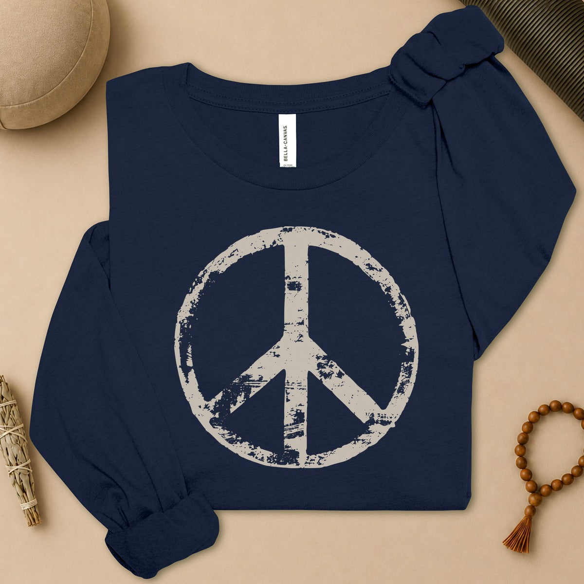 Vintage Peace Symbol Long Sleeve Tee