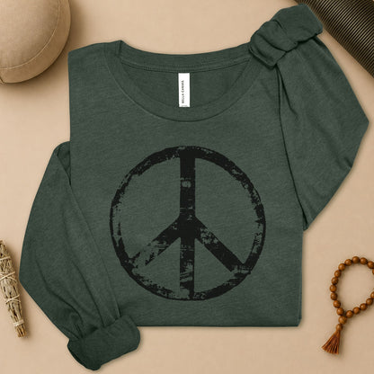 Vintage Peace Symbol Long Sleeve Tee