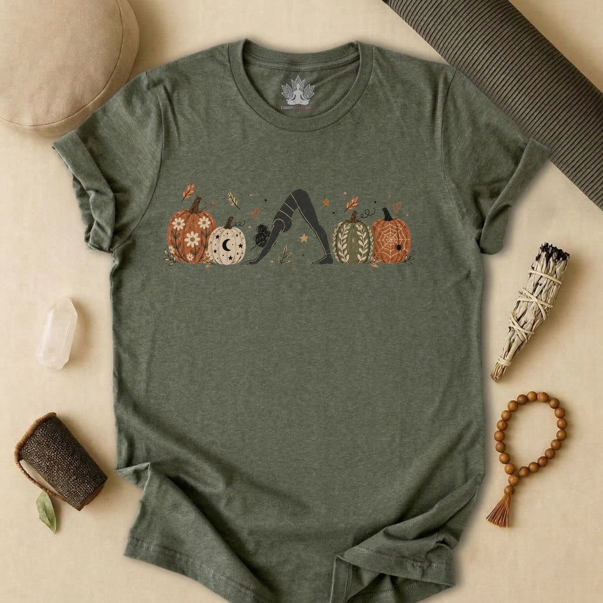 Boho Downward Dog Pumpkin Tee