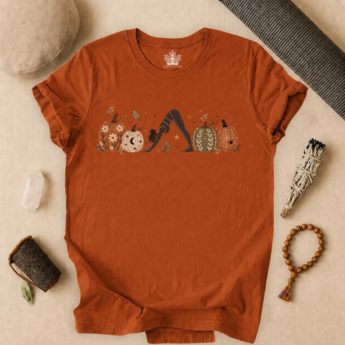 Boho Downward Dog Pumpkin Tee