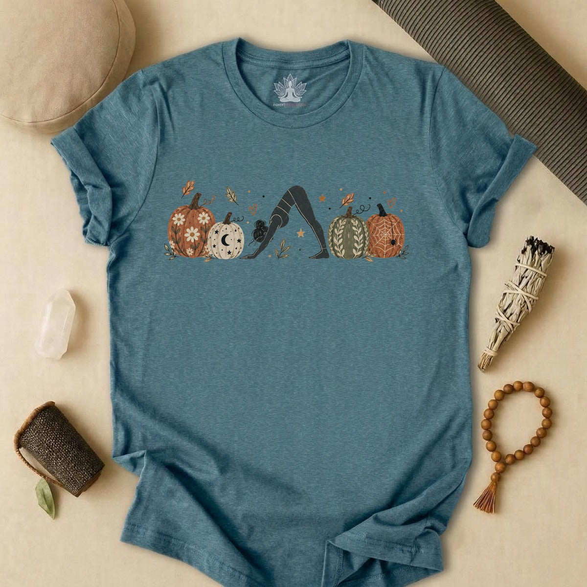 Boho Downward Dog Pumpkin Tee