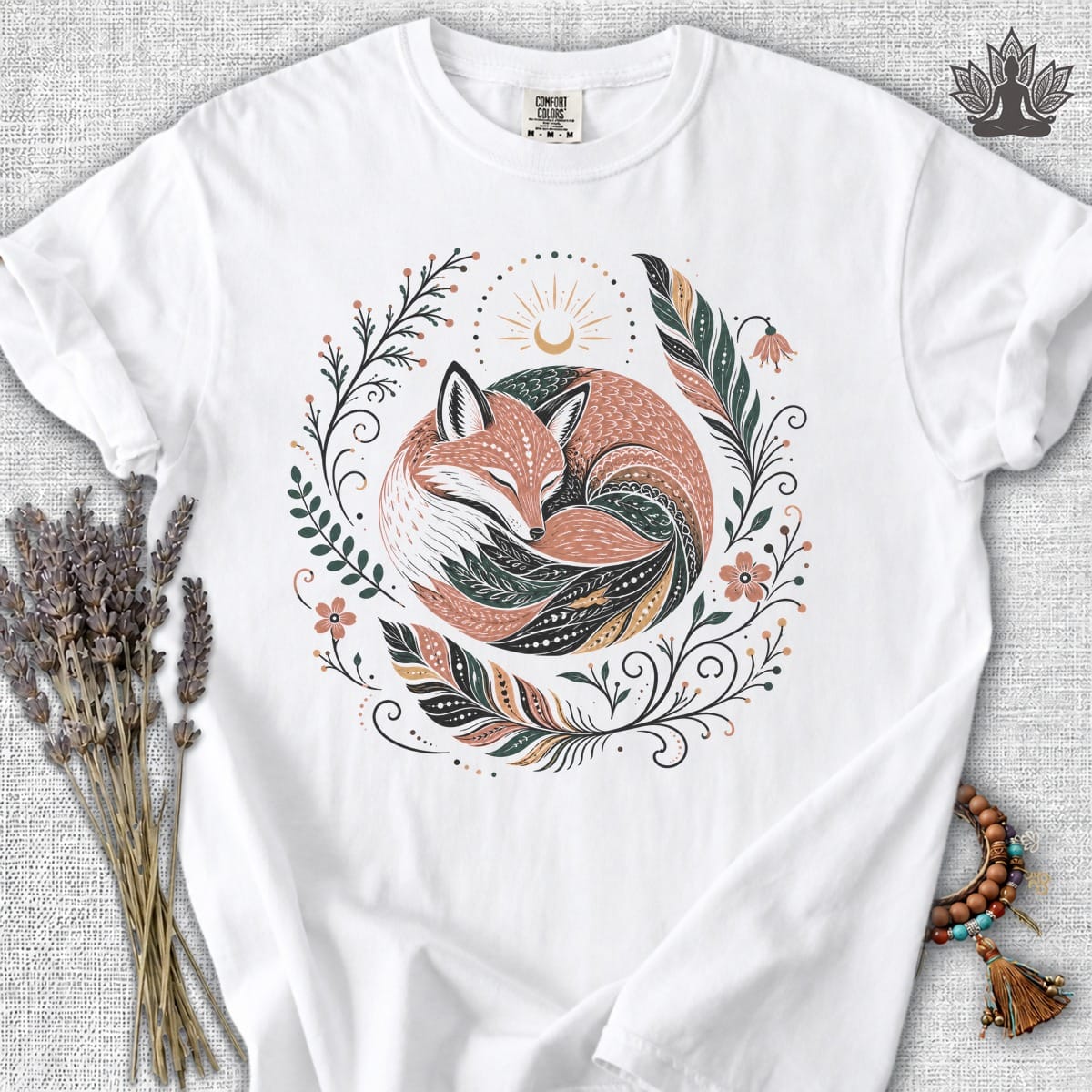 Printify T-Shirt Boho Fox & Feathers Comfort Colors® Tee Boho Fox & Feathers Comfort Colors® Tee