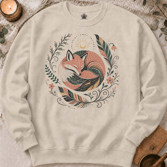 Printify Sweatshirt Boho Fox & Feathers Sweatshirt Boho Fox & Feathers Sweatshirt