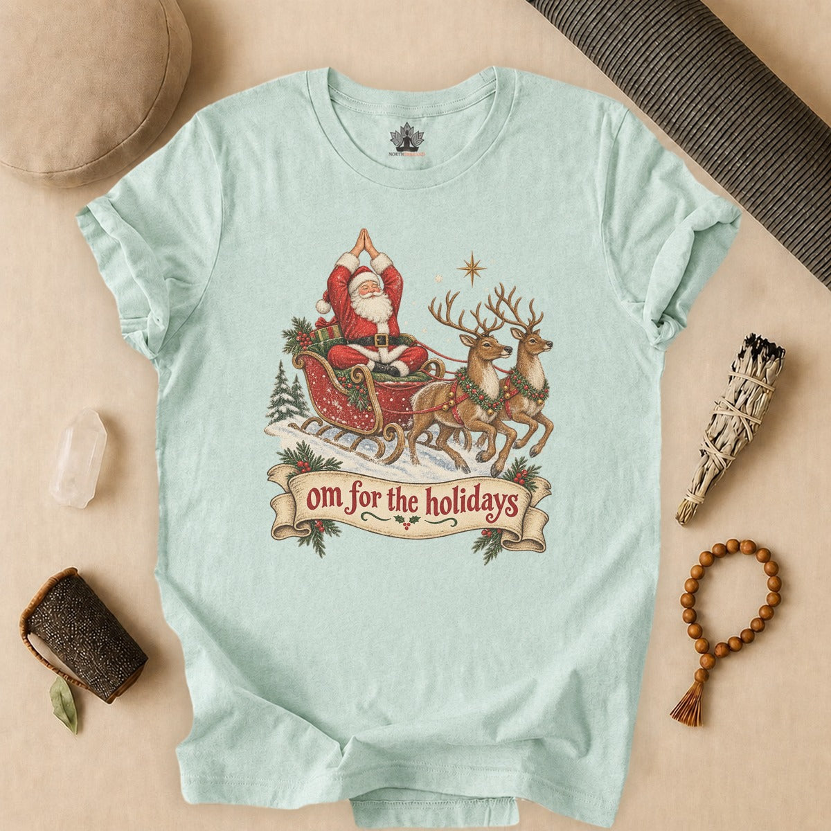 Om For The Holidays Santa Tee