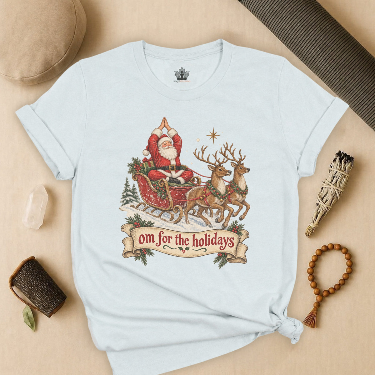 Om For The Holidays Santa Tee