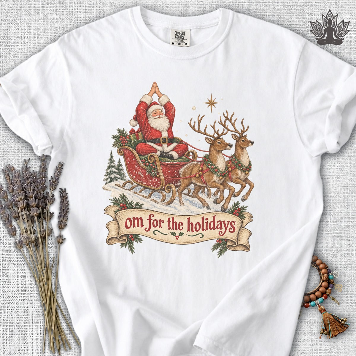 Om For The Holidays Santa Comfort Colors Tee