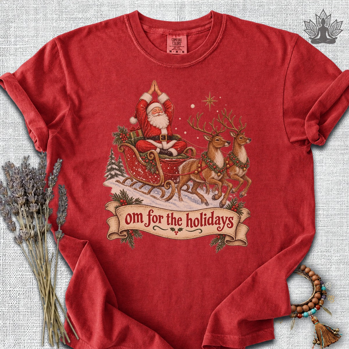 Om For The Holidays Santa Comfort Colors Tee