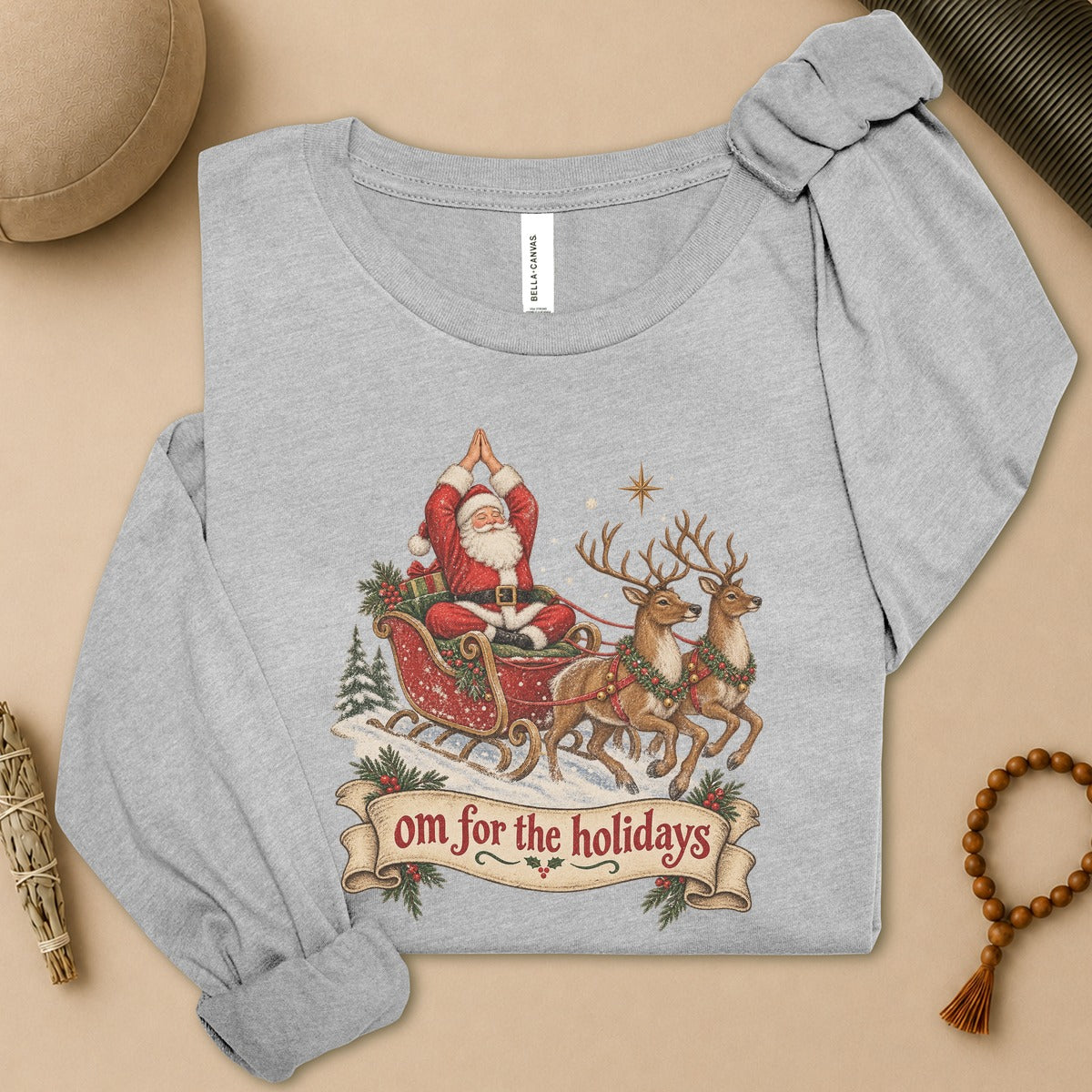Om For The Holidays Santa Long Sleeve Tee