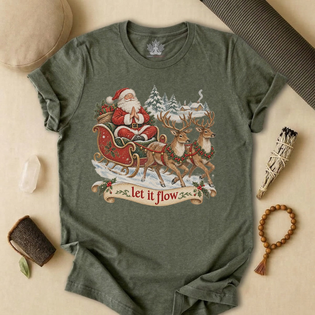 Vintage Santa & Reindeers Yoga Tee