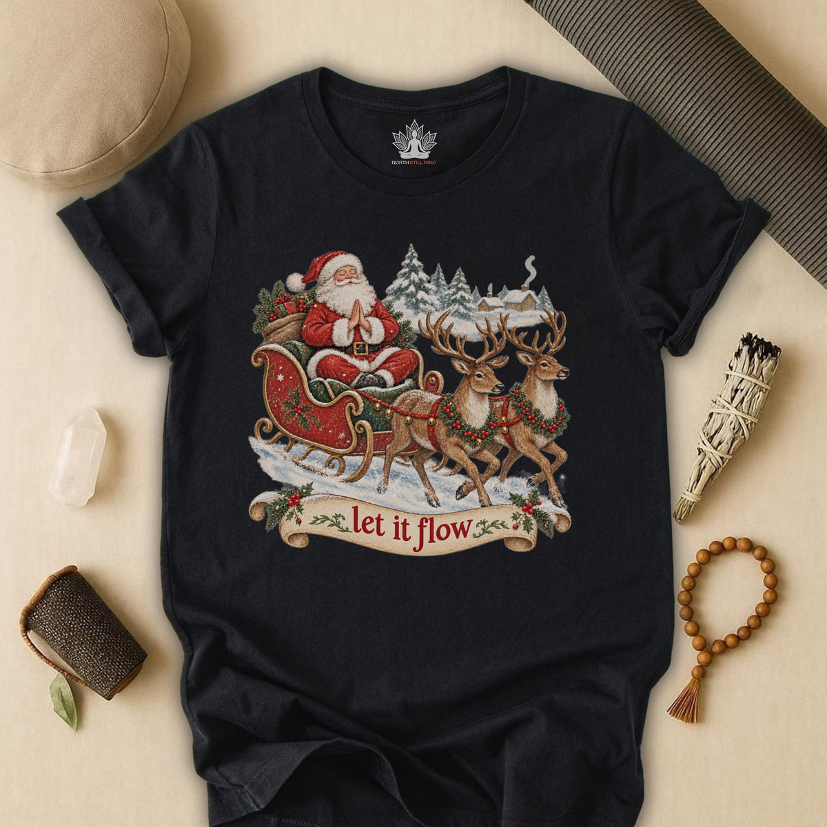 Vintage Santa & Reindeers Yoga Tee