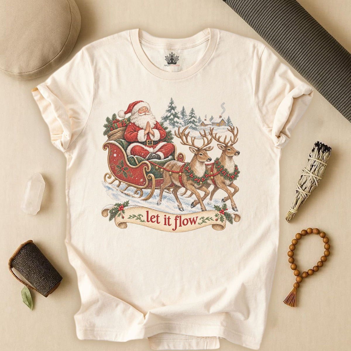 Vintage Santa & Reindeers Yoga Tee