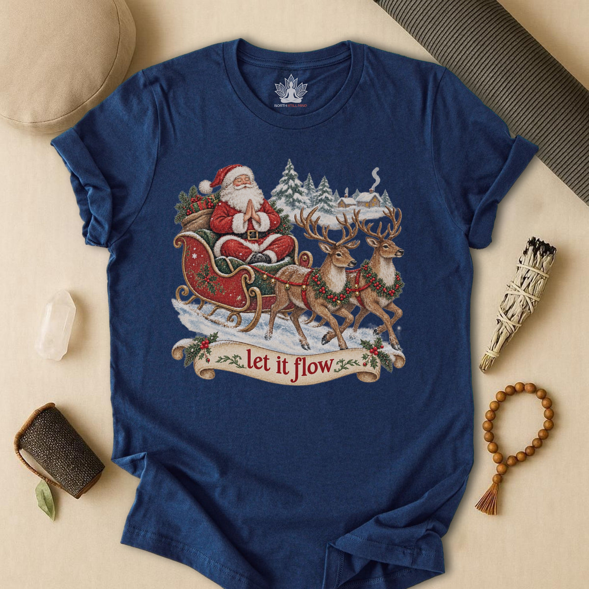 Vintage Santa & Reindeers Yoga Tee
