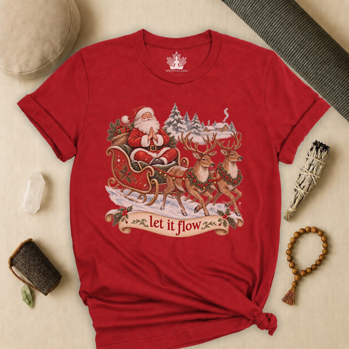 Vintage Santa & Reindeers Yoga Tee