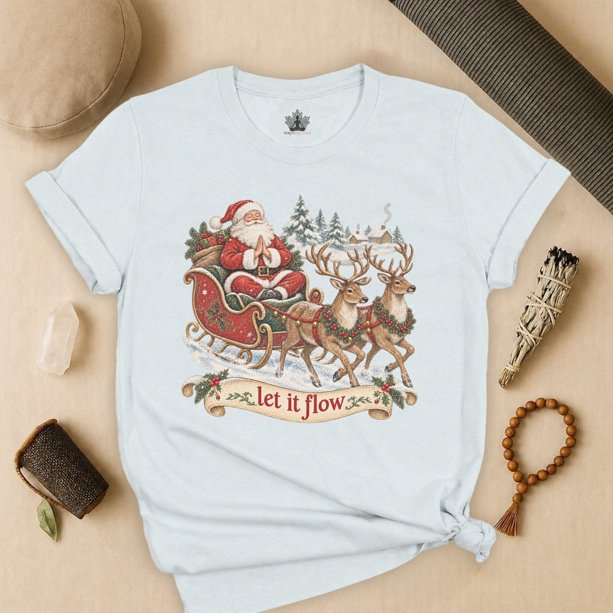 Vintage Santa & Reindeers Yoga Tee