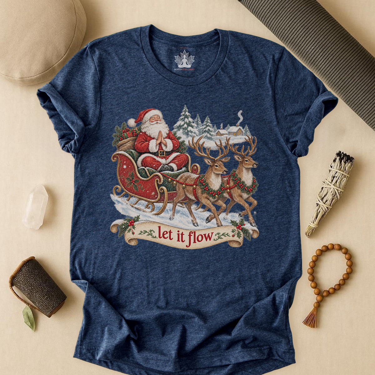 Vintage Santa & Reindeers Yoga Tee