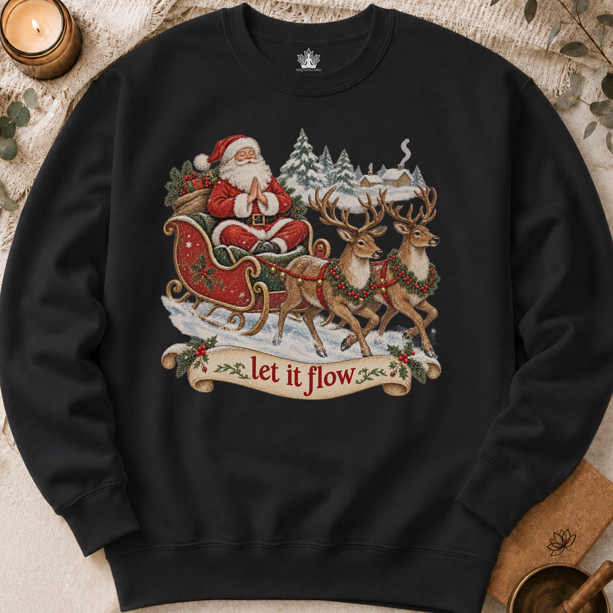 Vintage Santa & Reindeers Yoga Sweatshirt