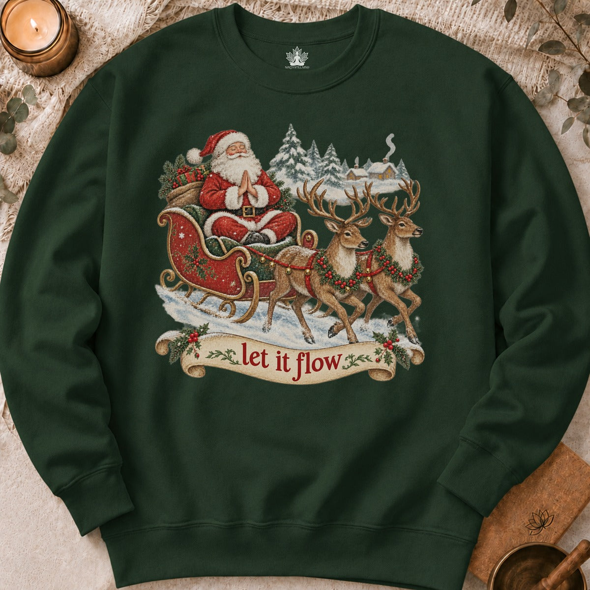 Vintage Santa & Reindeers Yoga Sweatshirt