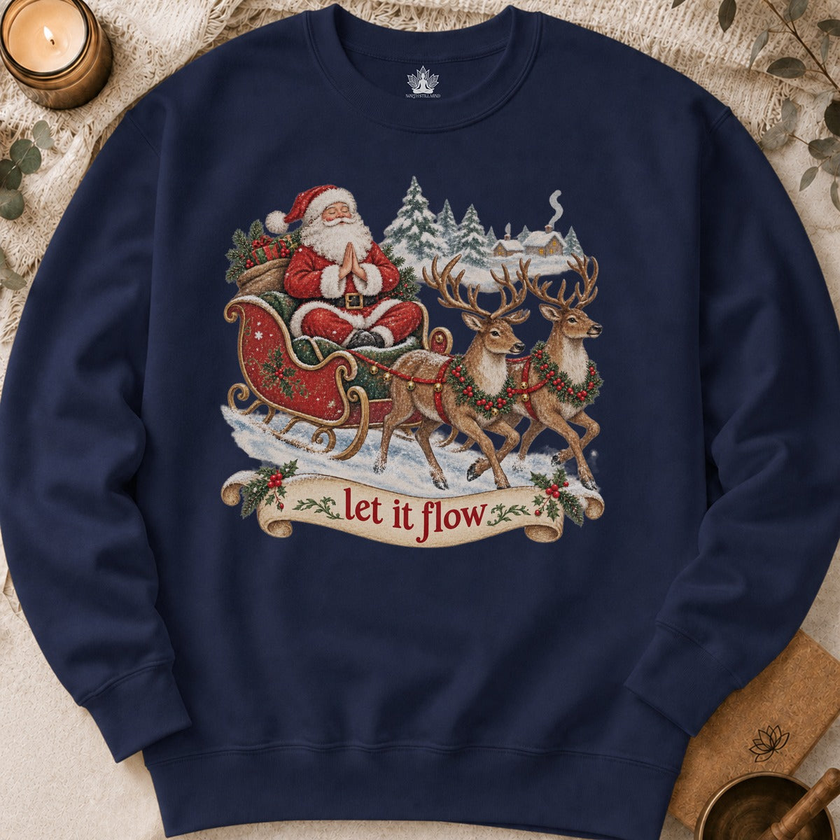 Vintage Santa & Reindeers Yoga Sweatshirt