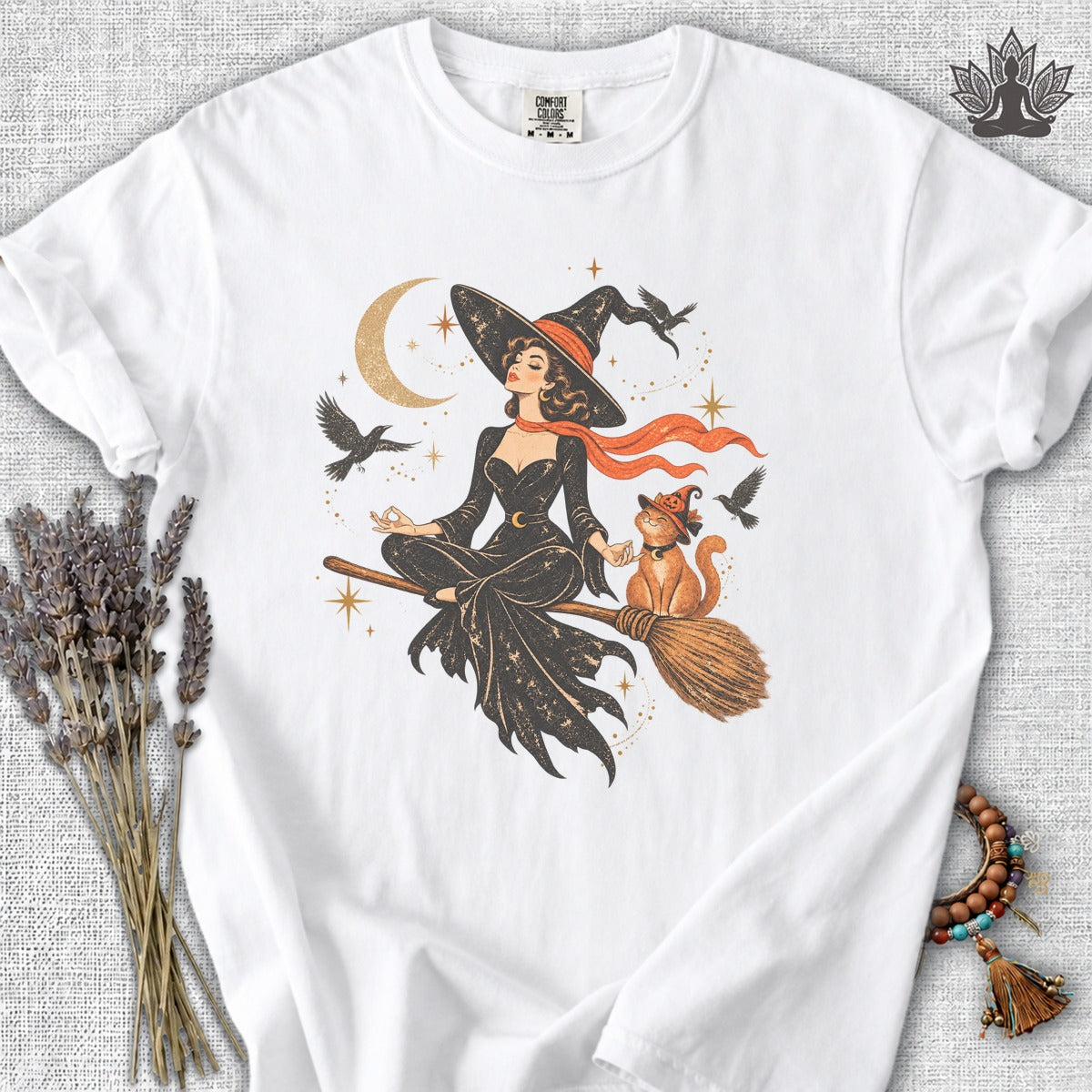 Spellbound Stillness Witch & Cat Halloween Comfort Colors Tee