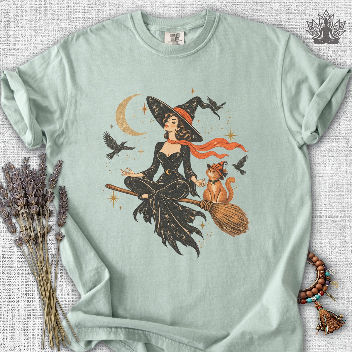 Spellbound Stillness Witch & Cat Halloween Comfort Colors Tee
