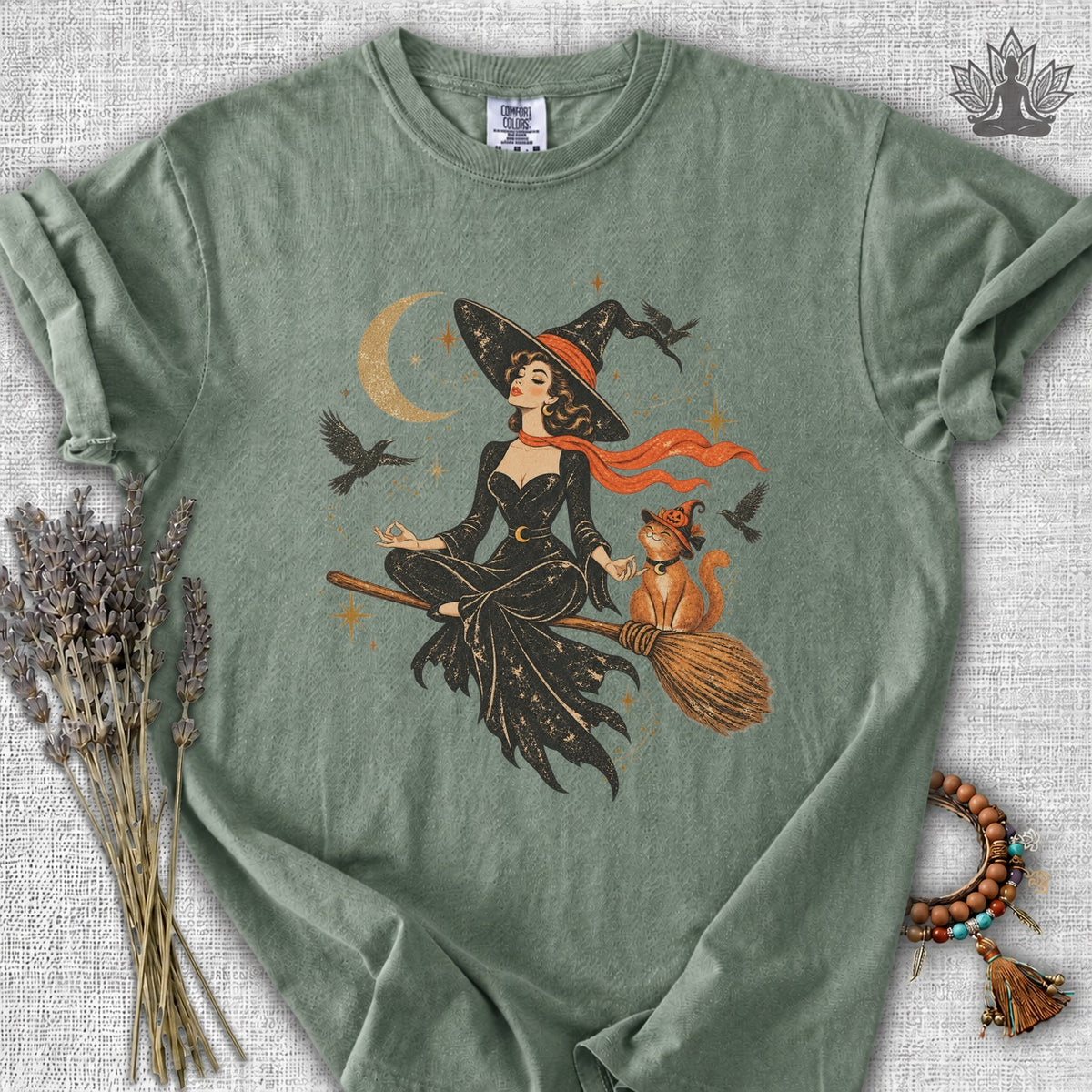 Spellbound Stillness Witch & Cat Halloween Comfort Colors Tee