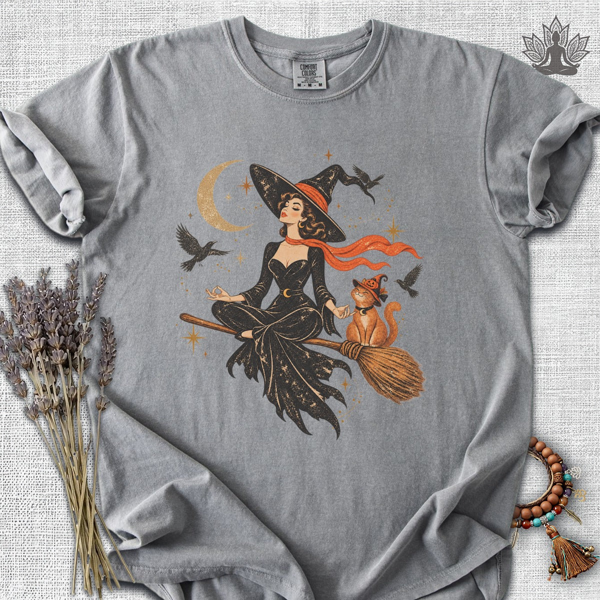 Spellbound Stillness Witch & Cat Halloween Comfort Colors Tee
