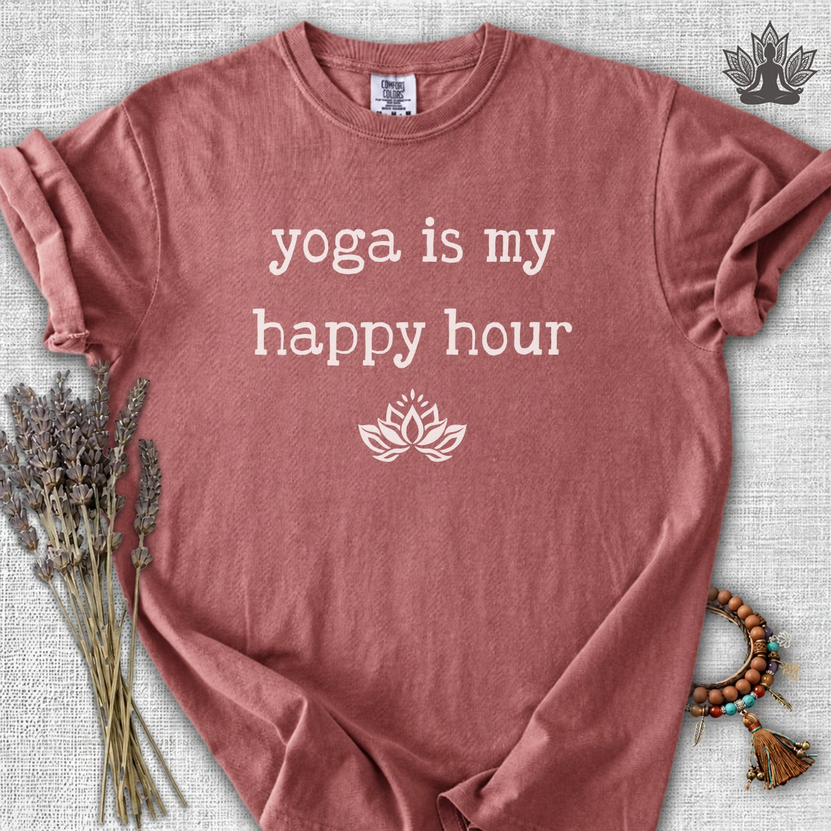 Yoga Is My Happy Hour Serenity Comfort Colors® Tee
