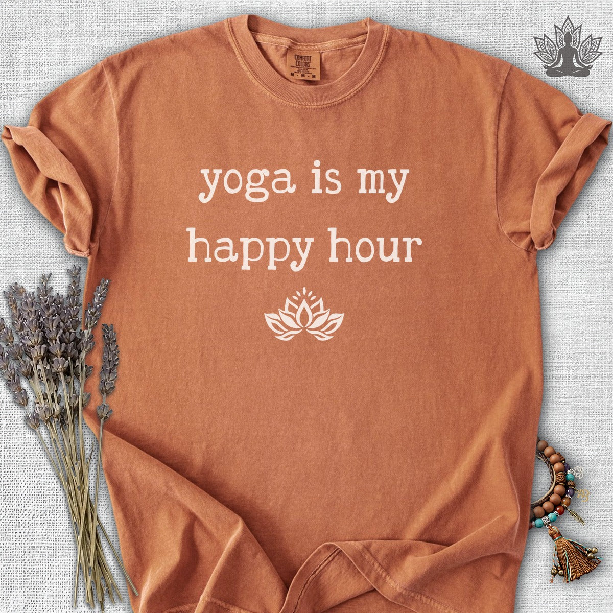 Yoga Is My Happy Hour Serenity Comfort Colors® Tee