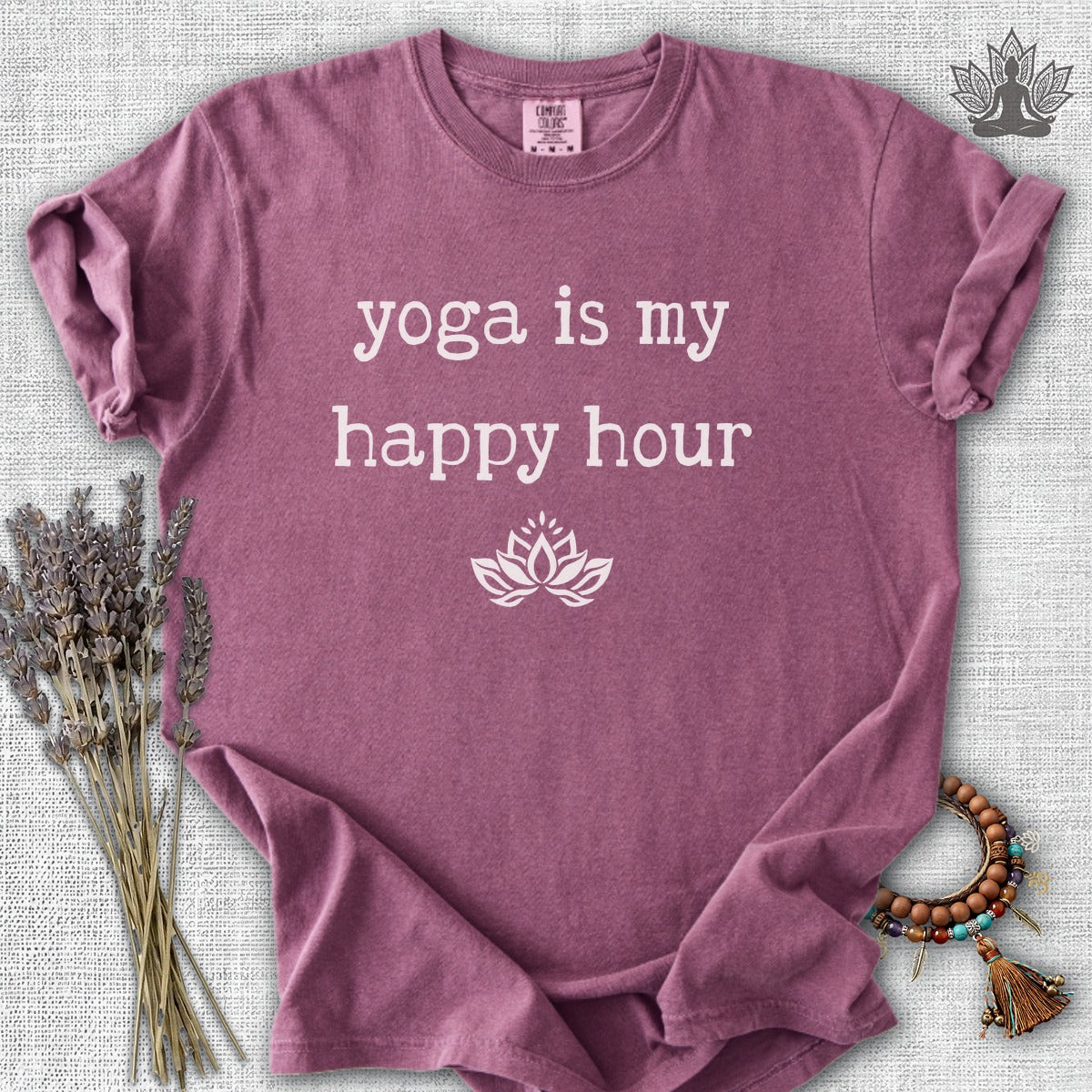 Yoga Is My Happy Hour Serenity Comfort Colors® Tee