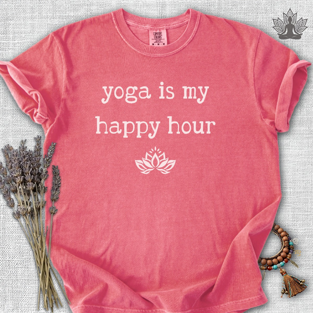Yoga Is My Happy Hour Serenity Comfort Colors® Tee