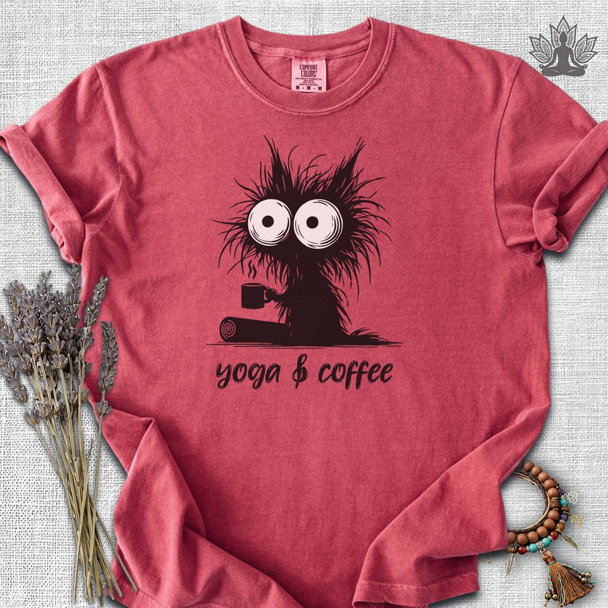 Yoga & Coffee Black Cat  Comfort Colors® Tee
