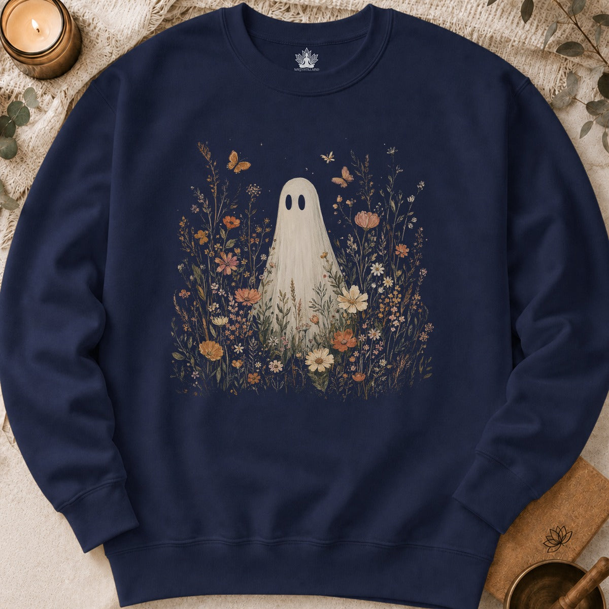 Wildflower Boho Ghost Halloween Sweatshirt