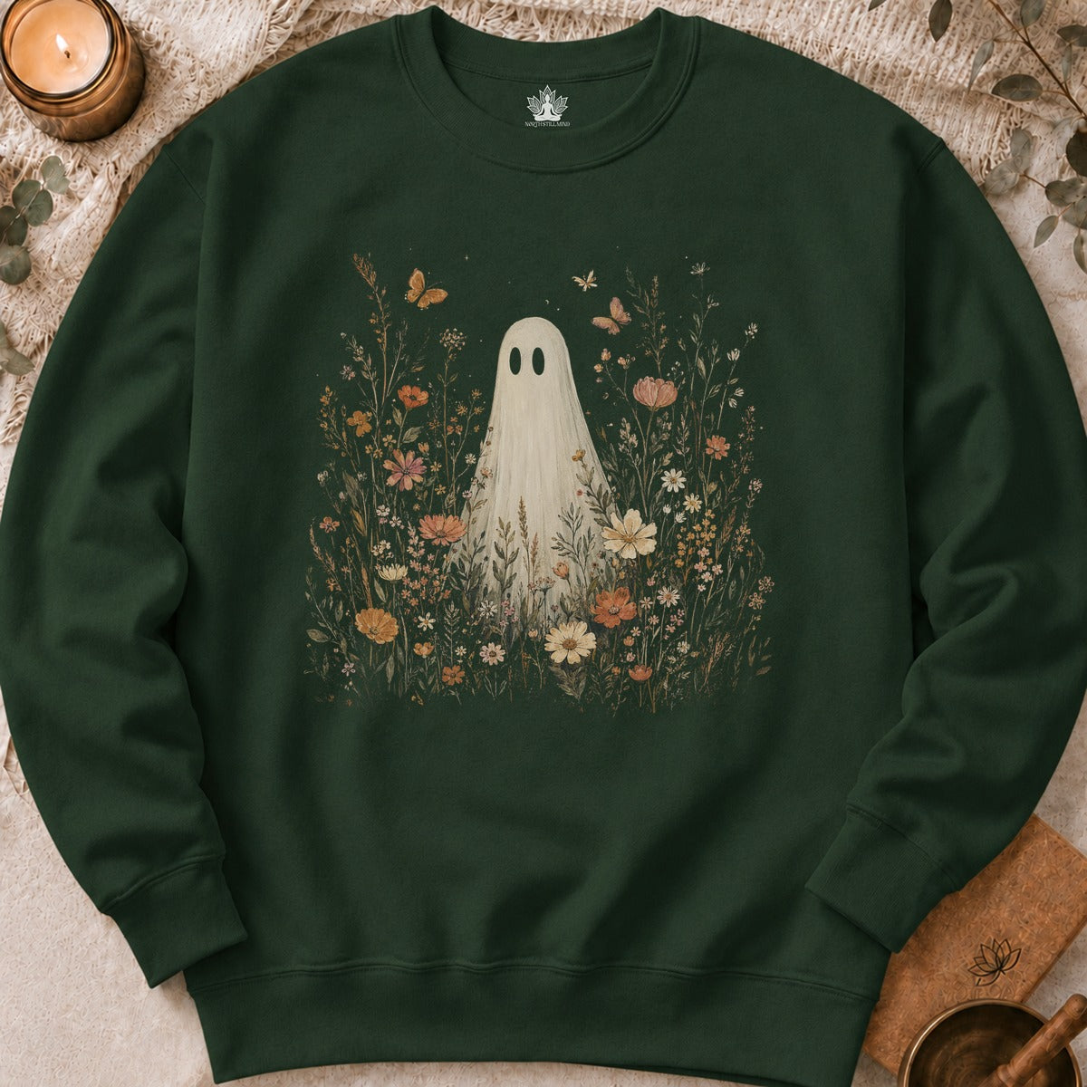 Wildflower Boho Ghost Halloween Sweatshirt