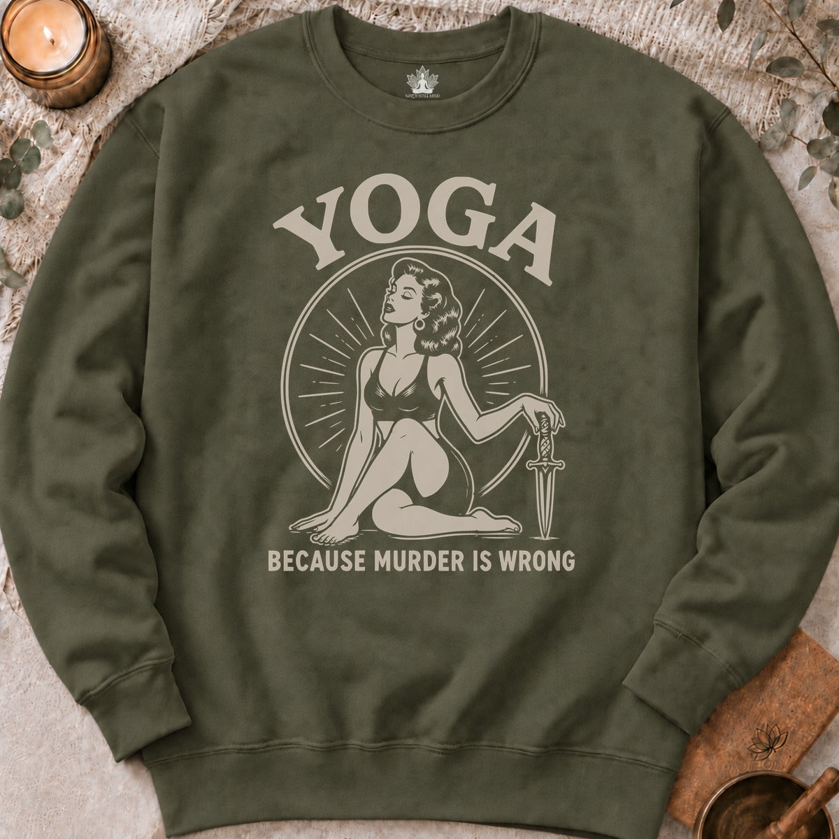 Yoga Because Murder Is Wrong Retro Sweatshirt