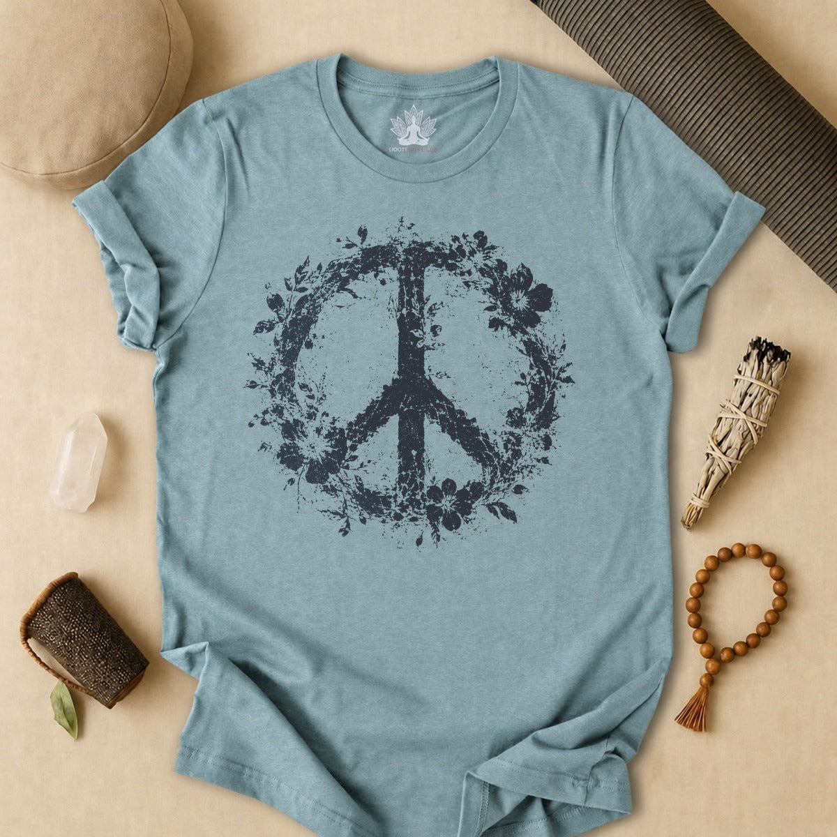Boho Floral Peace Symbol Tee
