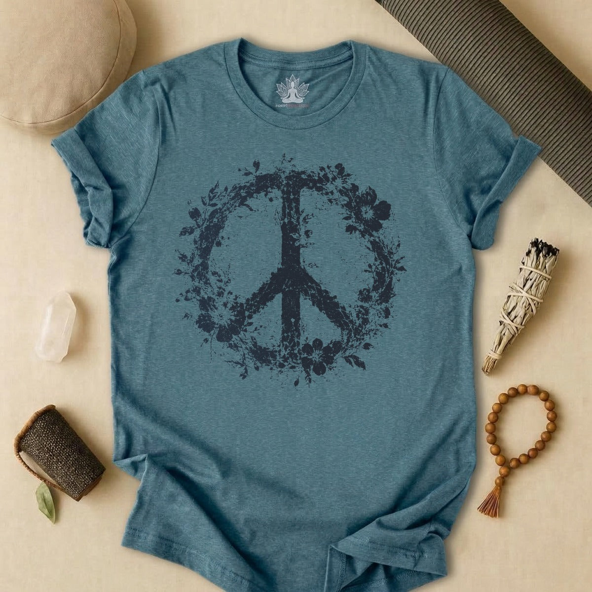 Boho Floral Peace Symbol Tee