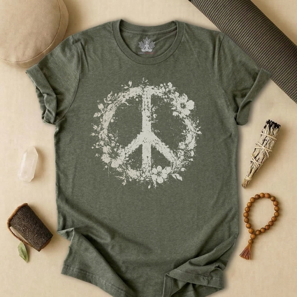 Boho Floral Peace Symbol Tee