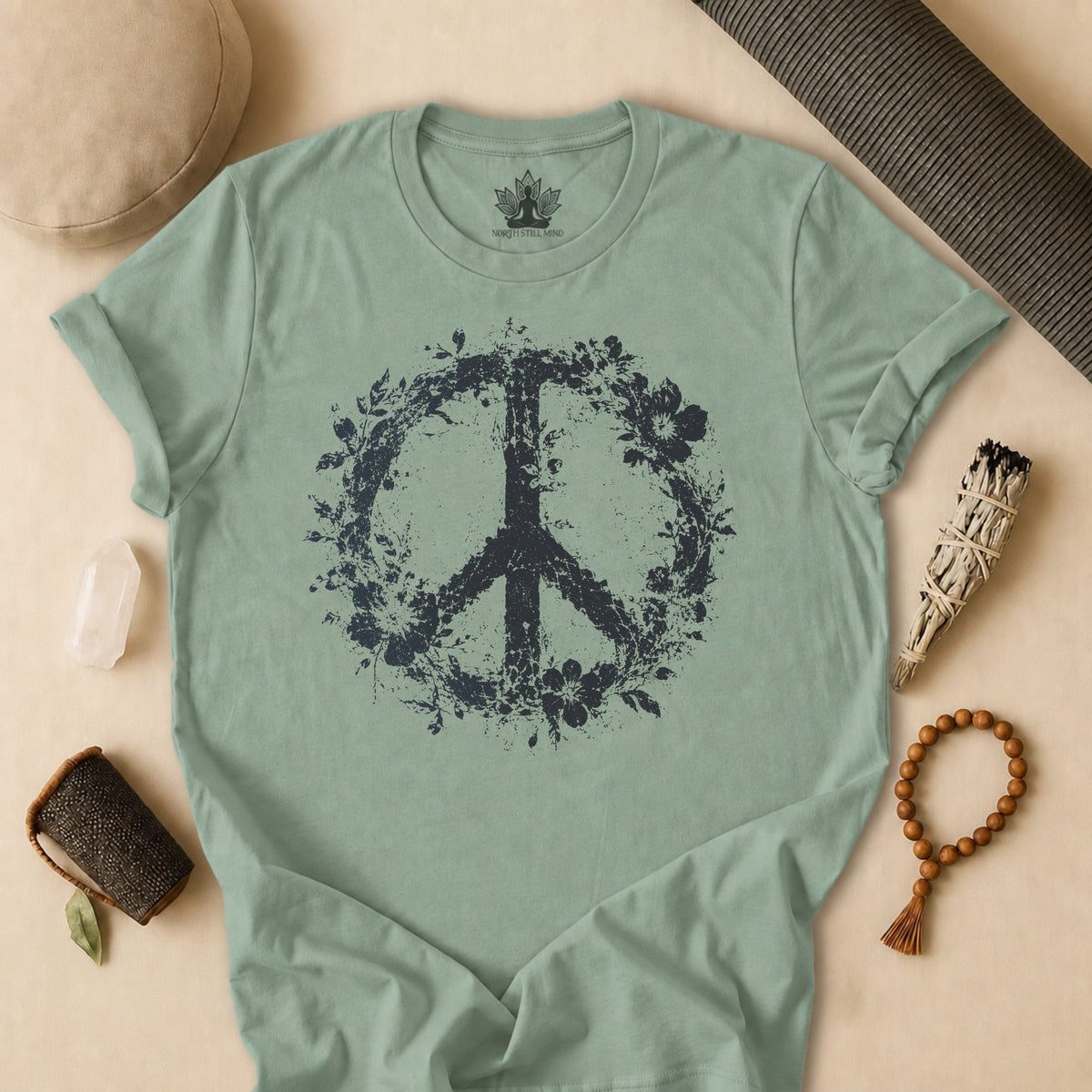 Boho Floral Peace Symbol Tee