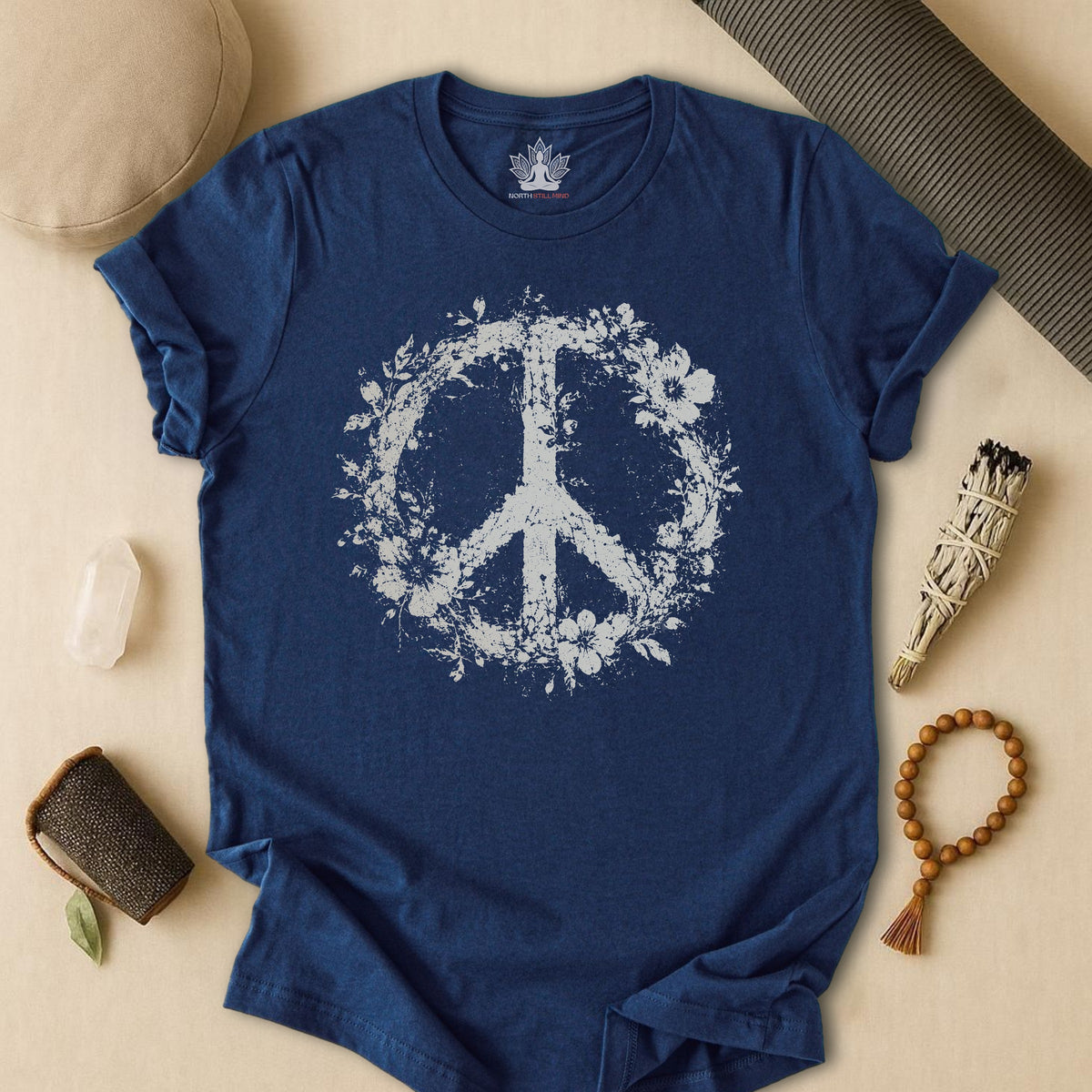 Boho Floral Peace Symbol Tee
