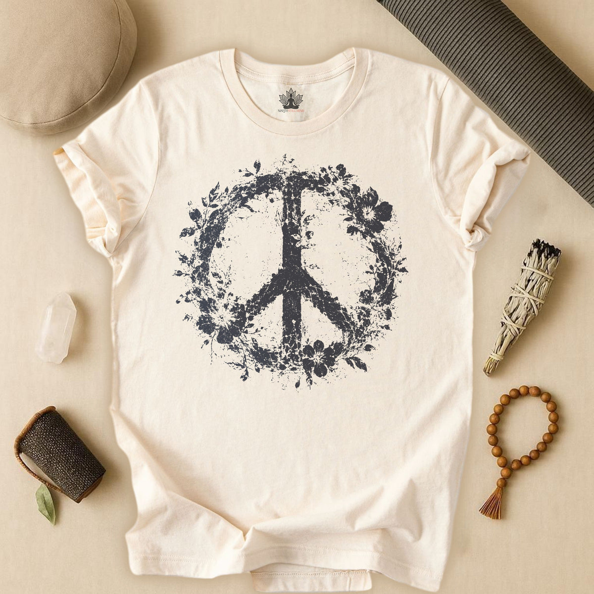 Boho Floral Peace Symbol Tee