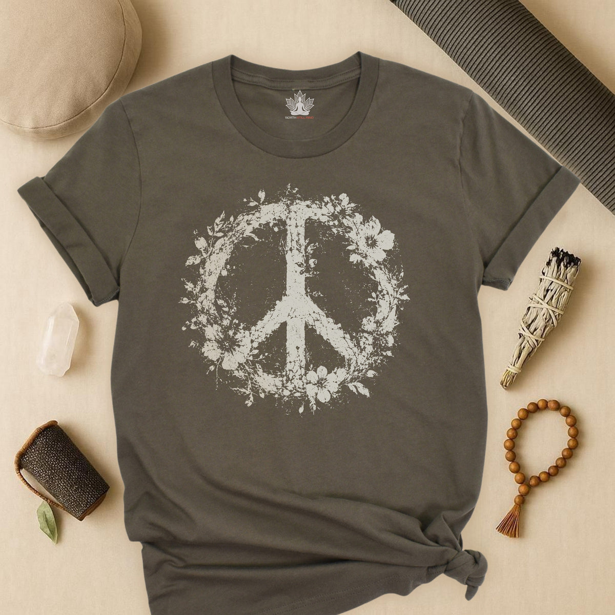 Boho Floral Peace Symbol Tee