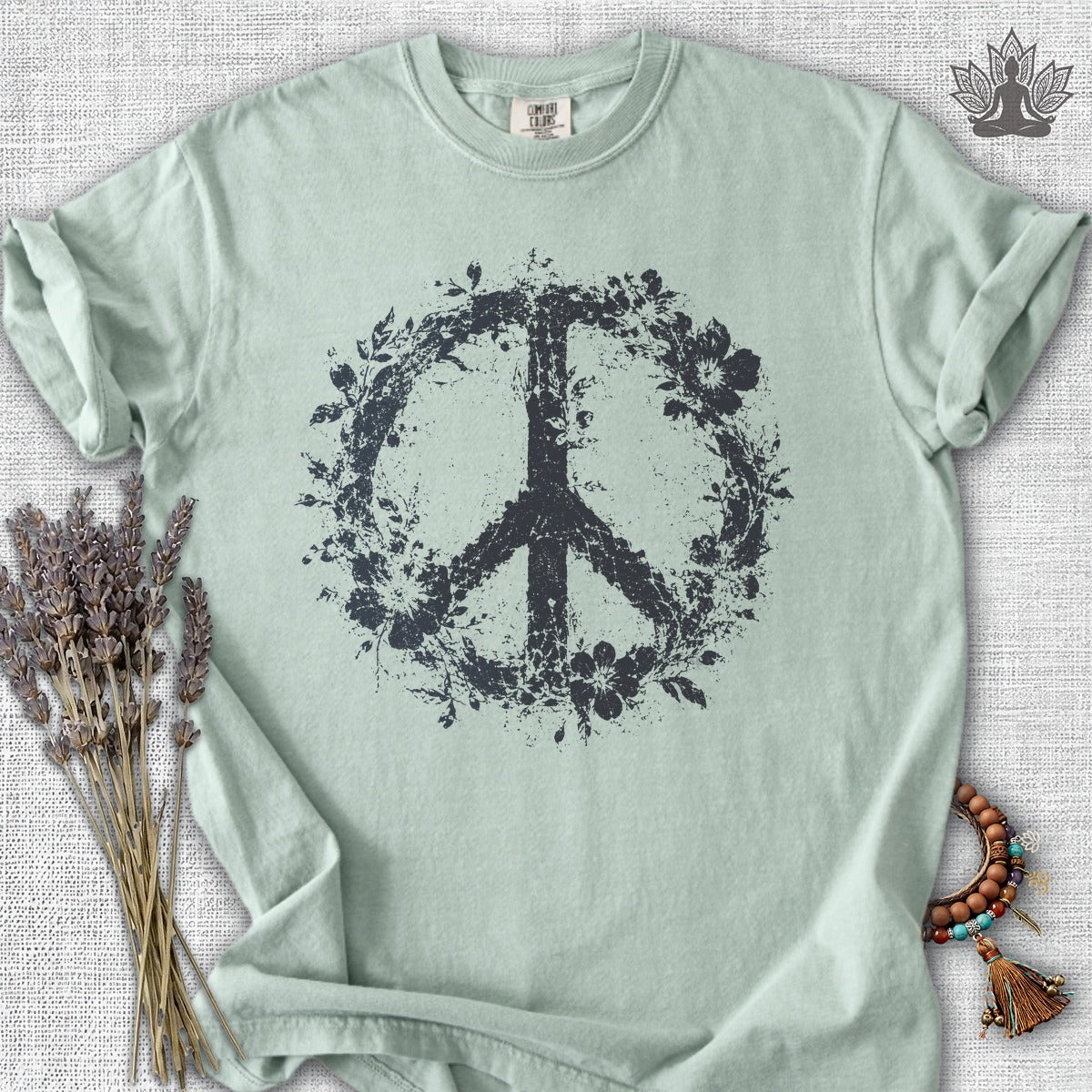 Boho Floral Peace Symbol Comfort Colors® Tee